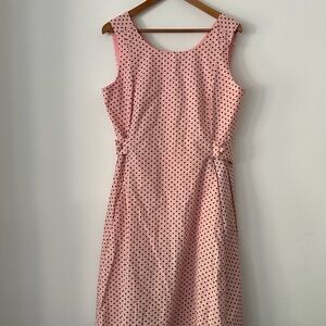 J. Peterman Pink Dress with Black Polka Dots
